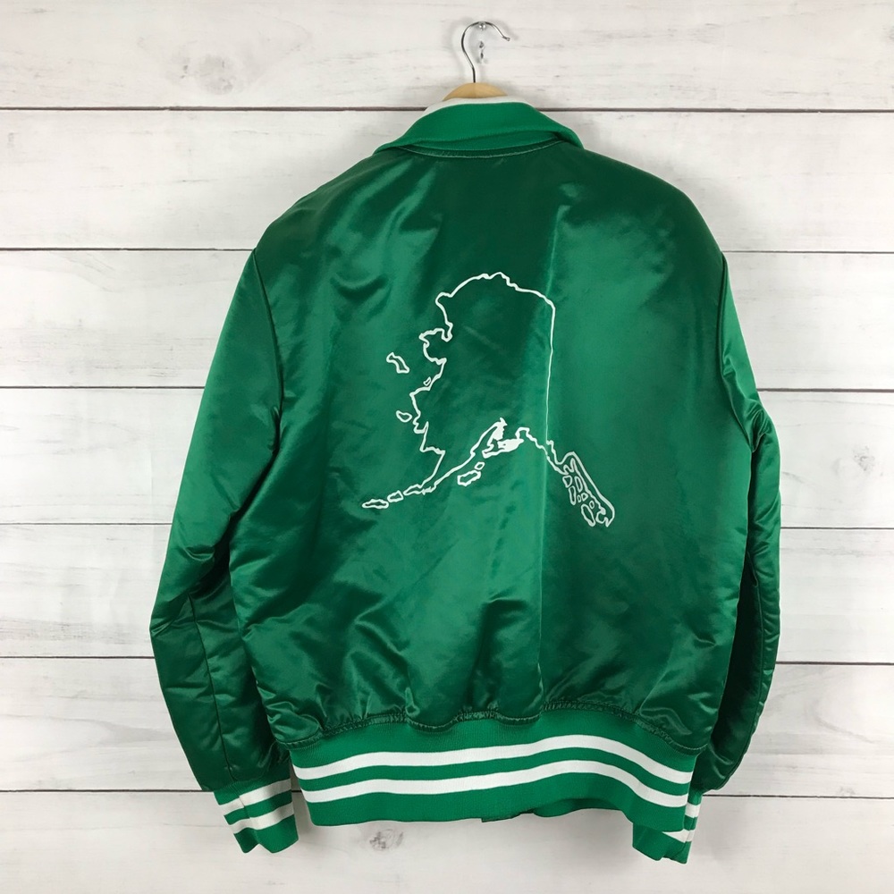 Vintage 1980s RARE Alaska Miners Satin Bomber Jacket - Picture 2 of 7